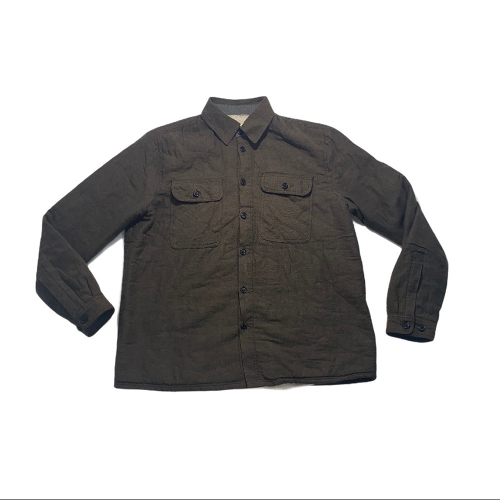 VSTR INNER FUR FLANNEL BROWN BUTTON UP SHIRT